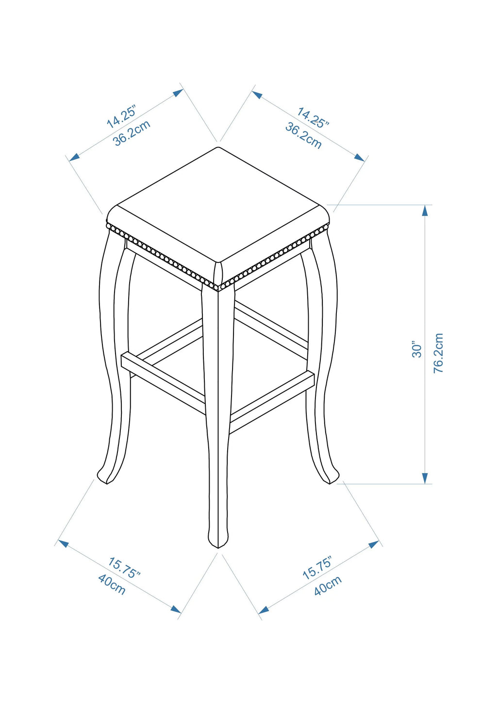 Backless Wood Bar Stool, 30" Seat Height I1996