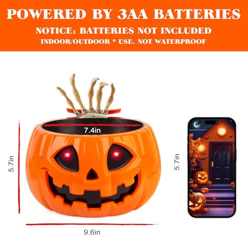 Motion Activated Pumpkin Candy Bowl with Creepy Sound Y69811