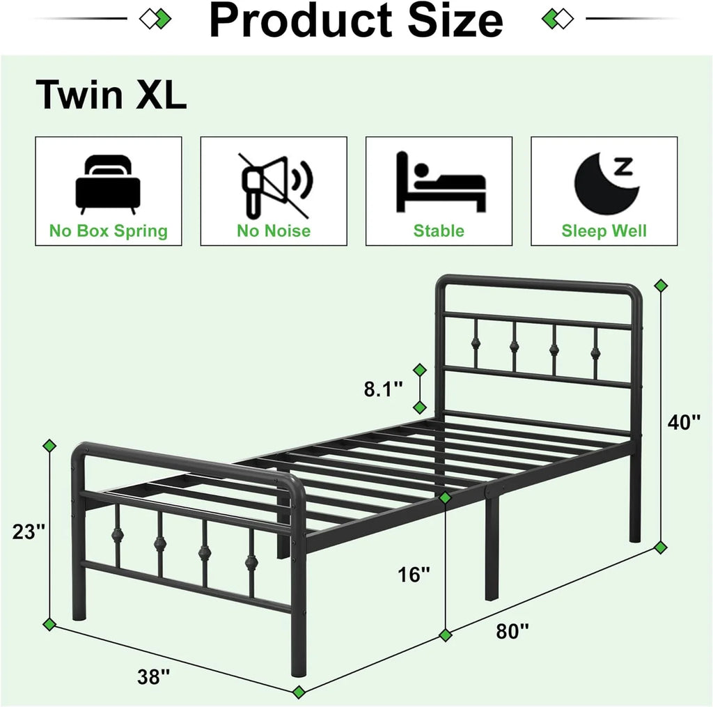 16 inch Twin XL Bed Frames with Headboard and Footboard E129