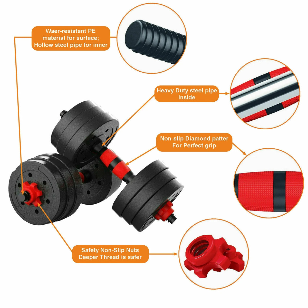 66LB 2 in 1 Adjustable Dumbbell Set with Connecting Rod M894