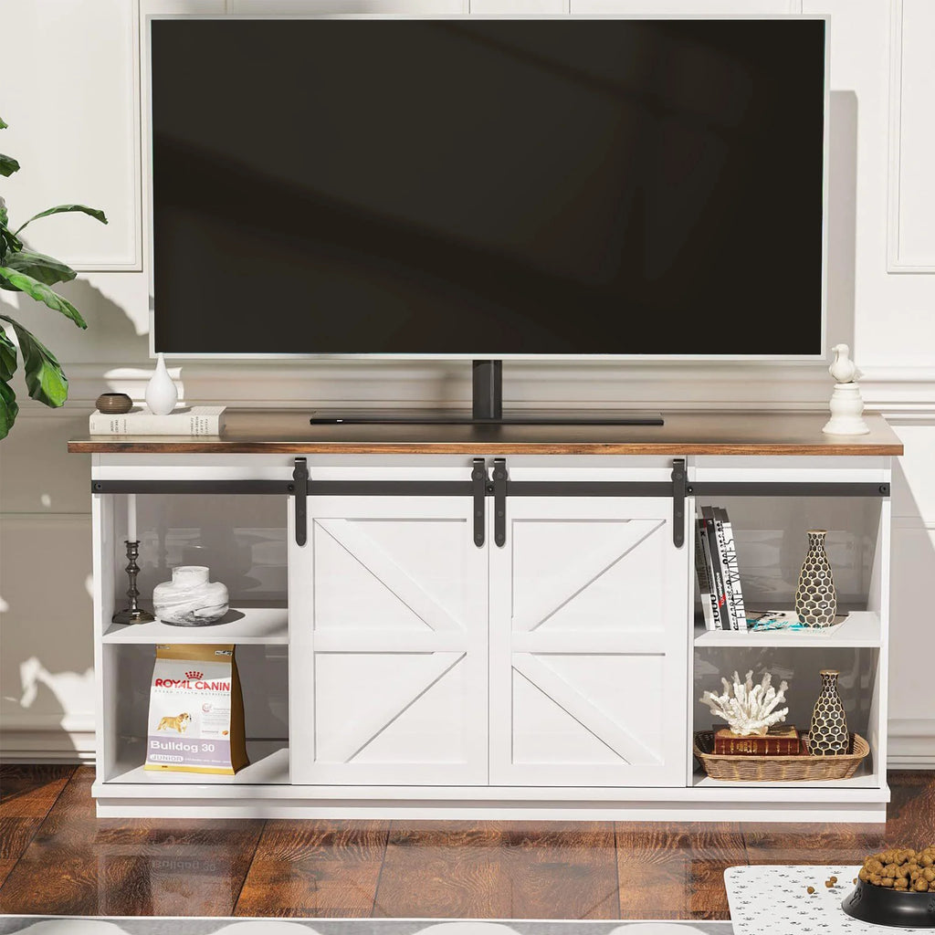 Farmhouse TV Stand with Sliding Barn Door Y177