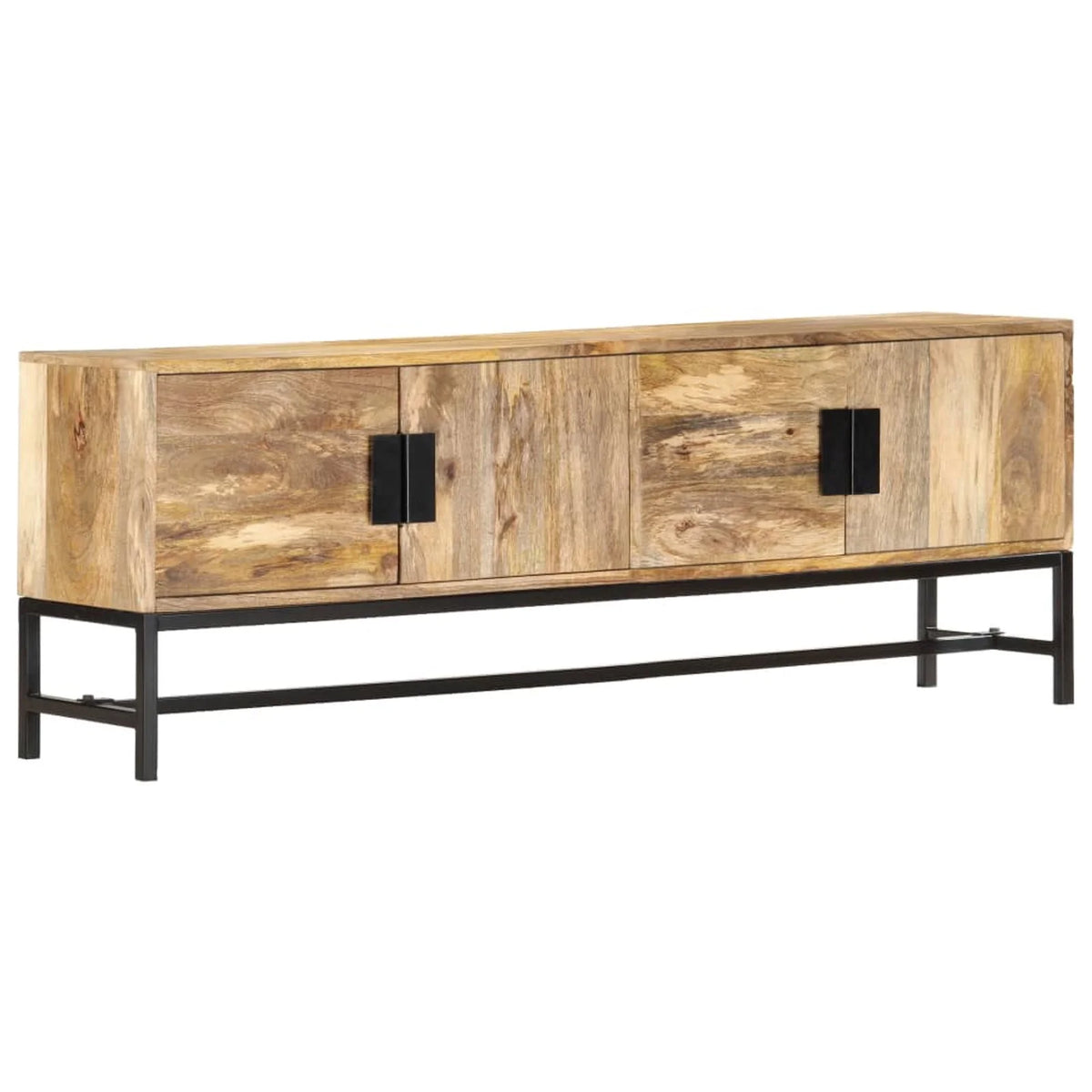 Mango Wood TV Cabinet with 4 Doors Steel Legs Q58784