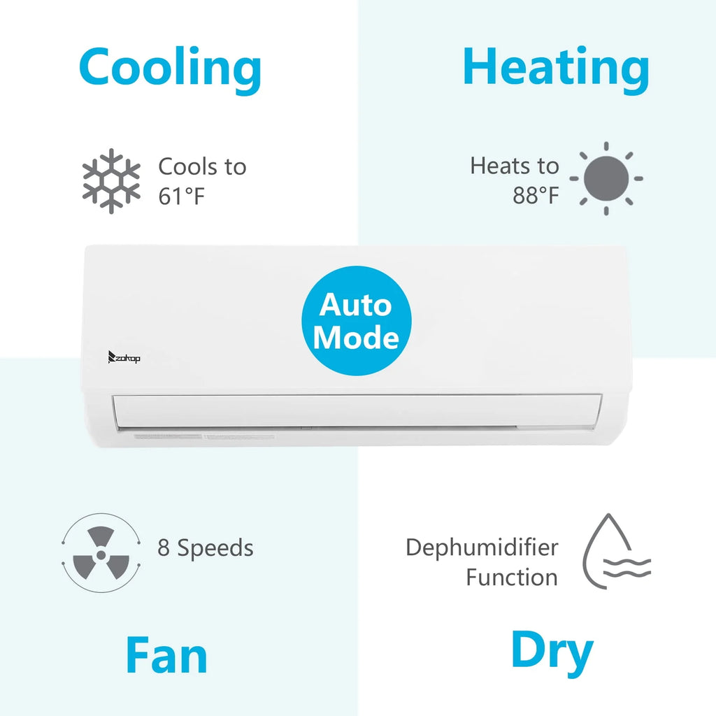 9000 BTU 19 Seer Mini Split Air Conditioner & Heater A496774