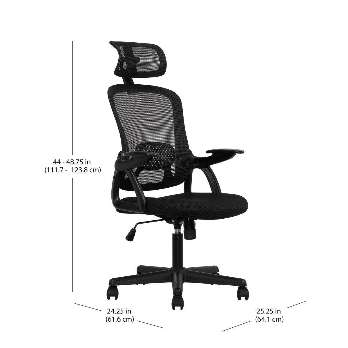 Ergonomic Office Chair with Adjustable Headrest, Black Fabric K71978