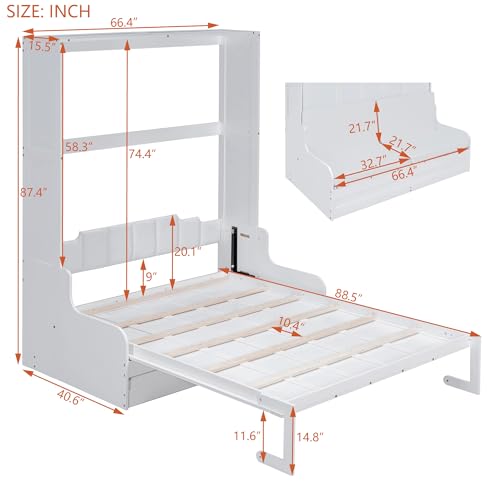 Queen Size Grey Murphy Bed with Sofa and Cushion X12635