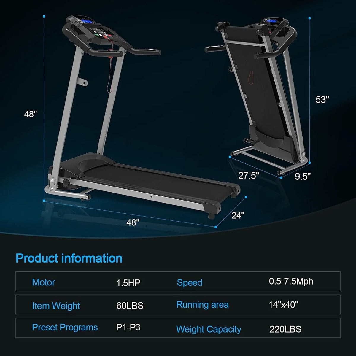 Folding Treadmill with 12 Preset Programs A5441