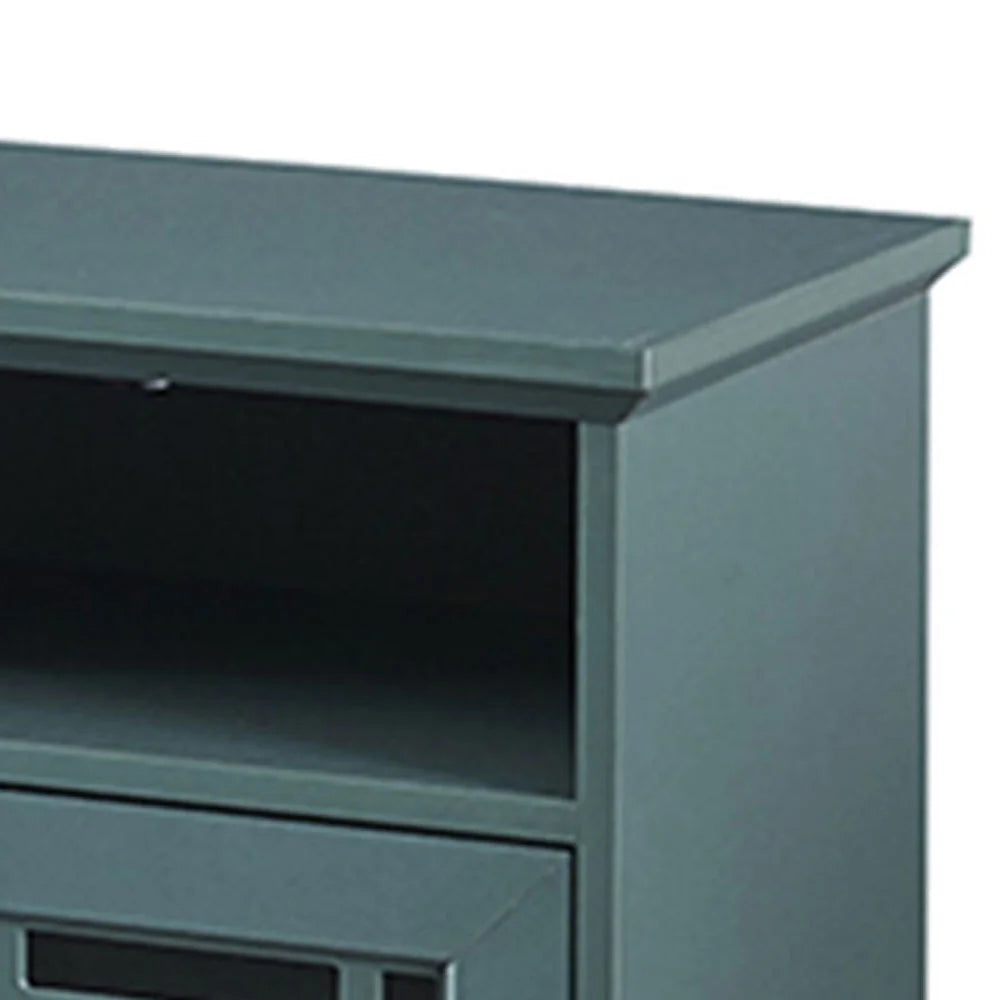 Teal MDF TV Stand with Glass Doors and Adjustable Shelves Z887
