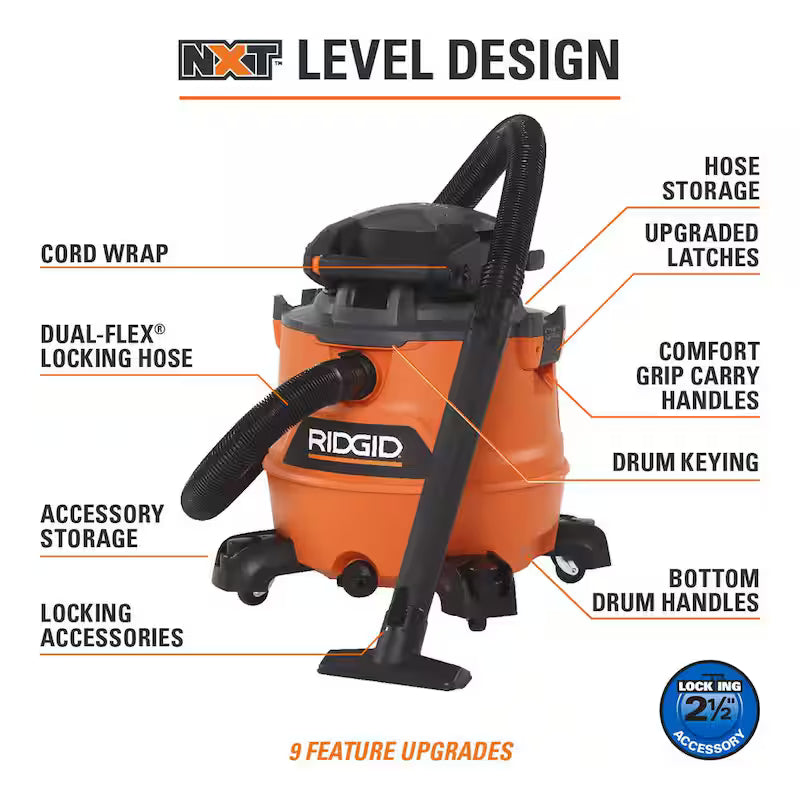 16 Gallon 6.5 Peak HP Wet/Dry Shop Vacuum with Detachable Blower W595079