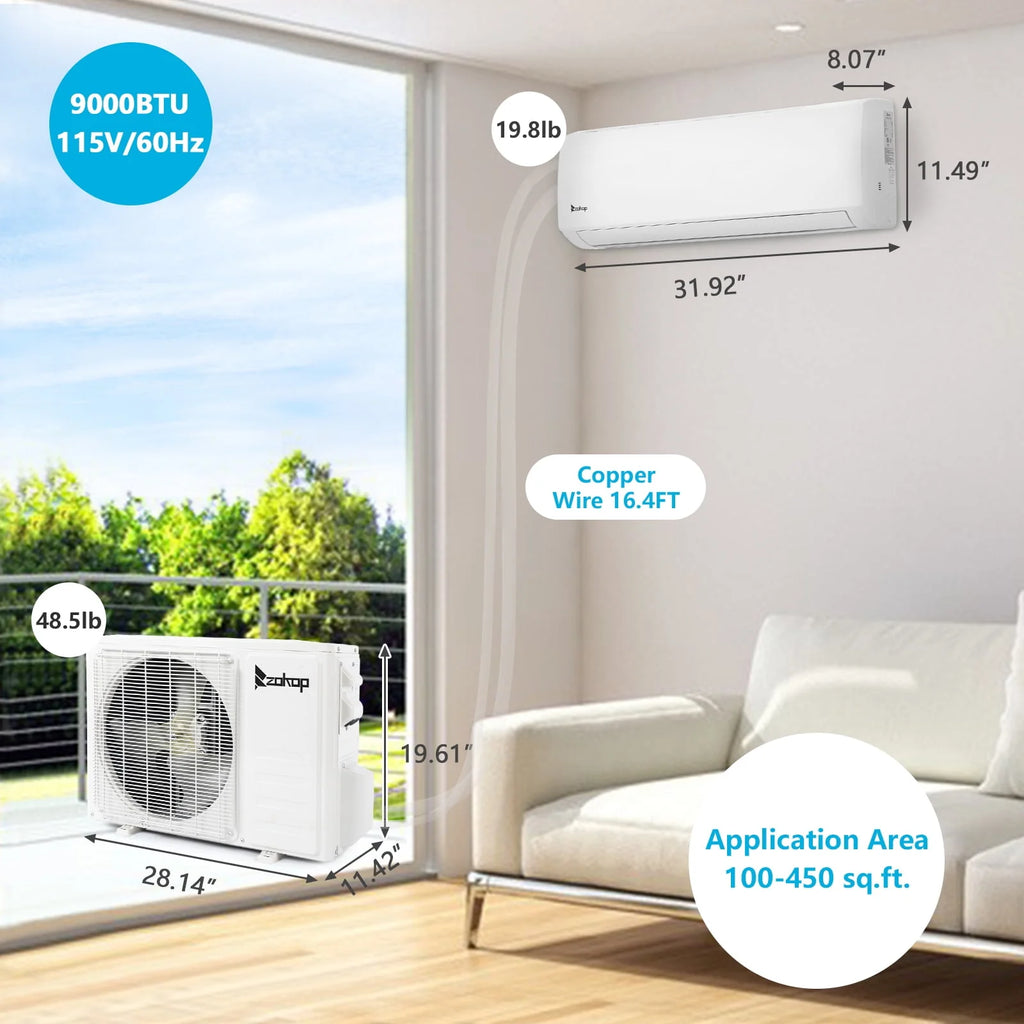 9000 BTU 19 Seer Mini Split Air Conditioner & Heater A496774