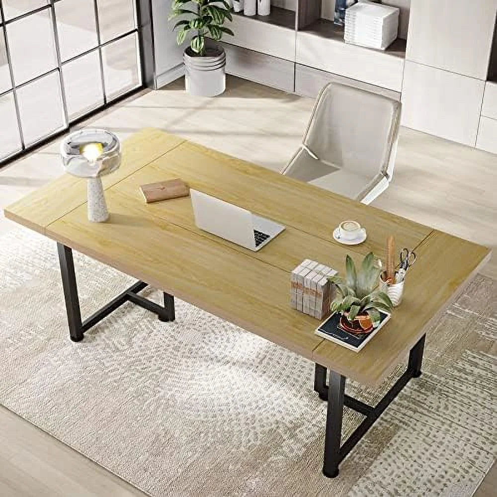 70.8'' Executive Desk Computer Desk Wooden Workstation (Oak) E7536