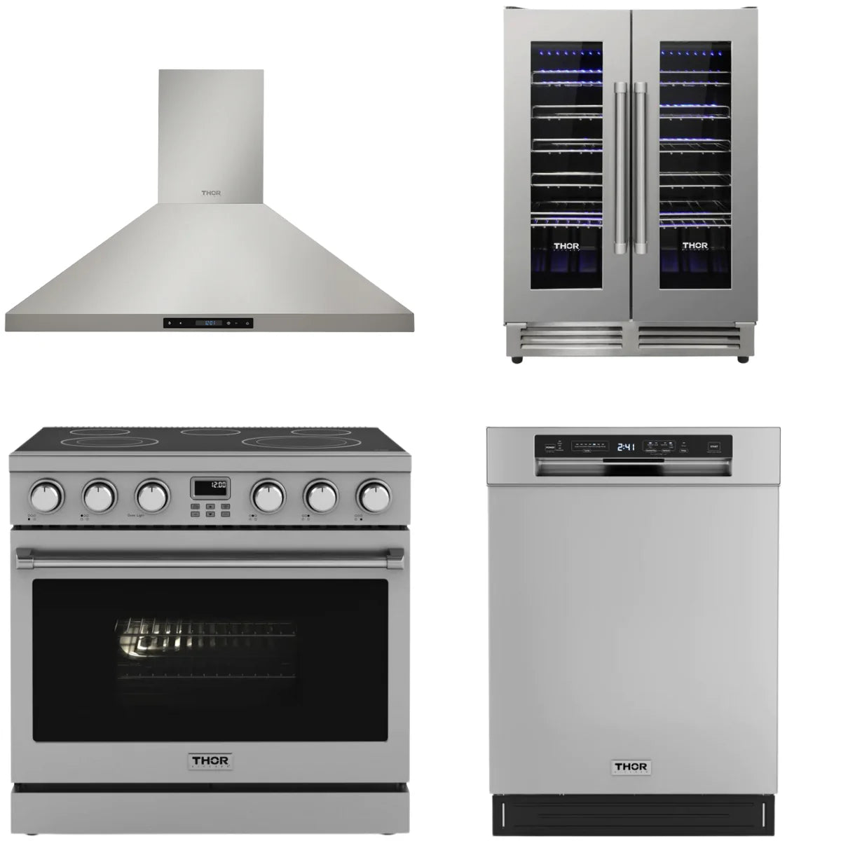 36 Electric Range, Range Hood, Dishwasher and Wine Cooler Z9729