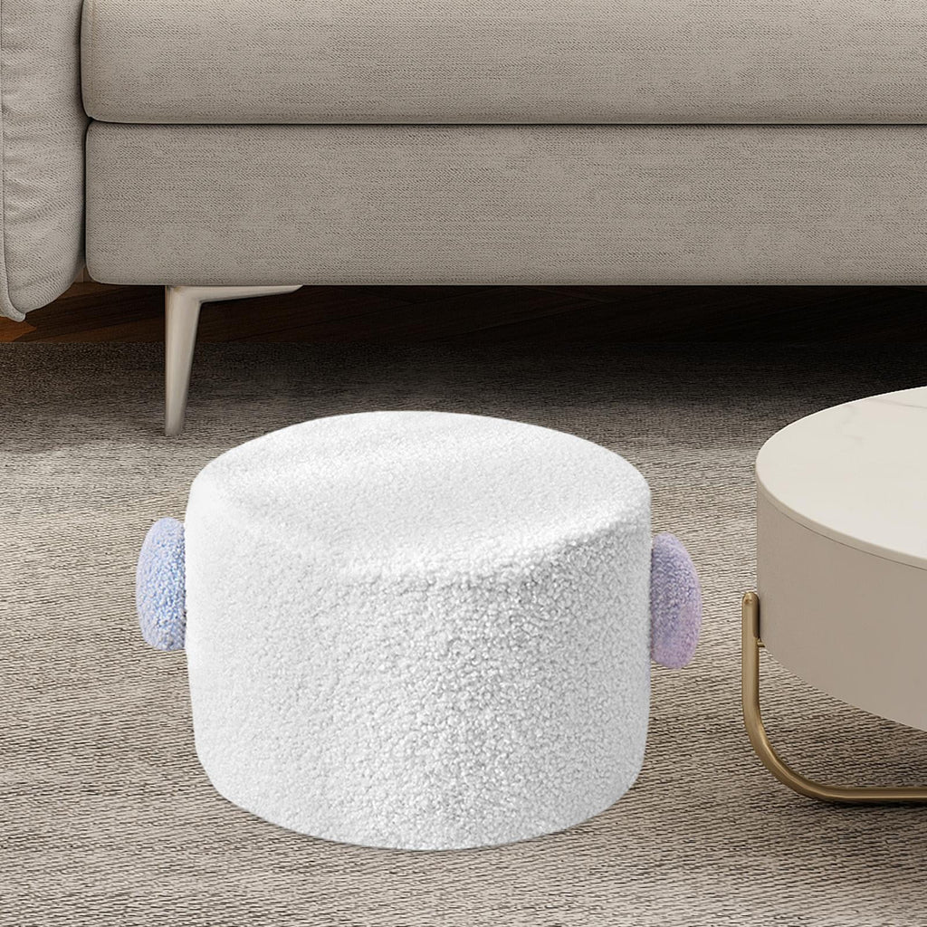 White Small Footstool Ottoman I2059