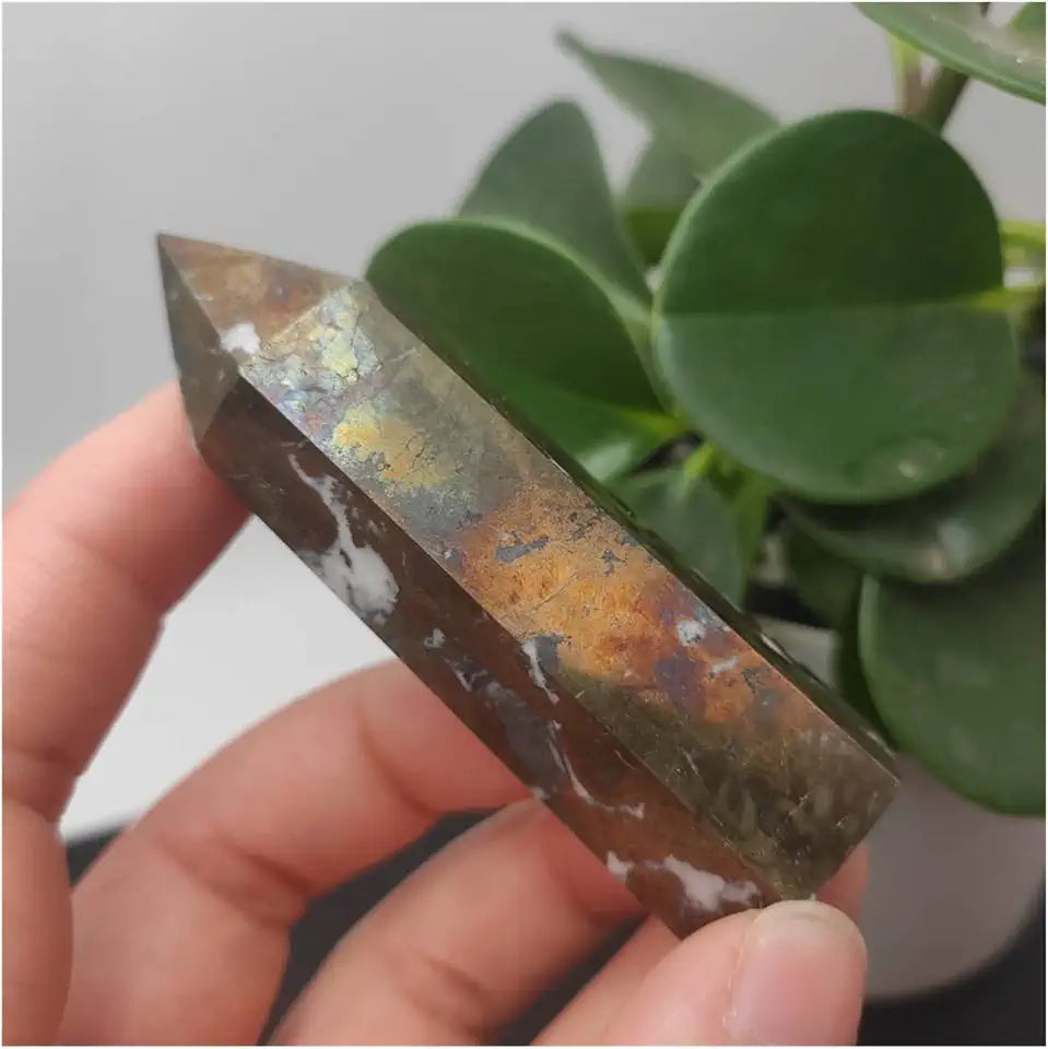 Natural Crystal Rough Copper Pyrites Wand Gemstone Obelisk P4405