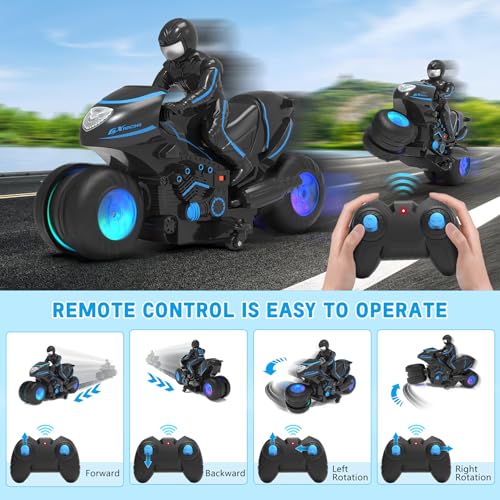 Remote Control Motorcycle with RGB Wheels Lights E628099