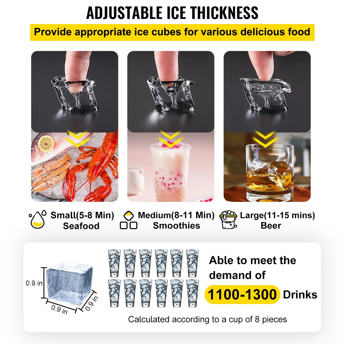110V Commercial Ice Maker 440lbs/24H Stainless Steel C8449