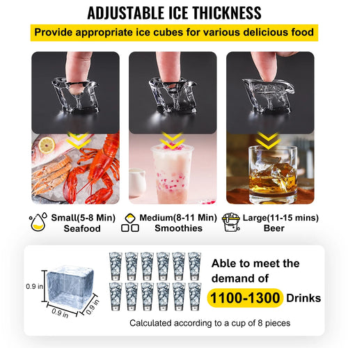 110V Commercial Ice Maker 440lbs/24H Stainless Steel C8449