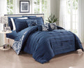 10-Piece Reversible Pinch Pleat Queen Comforter Set J161
