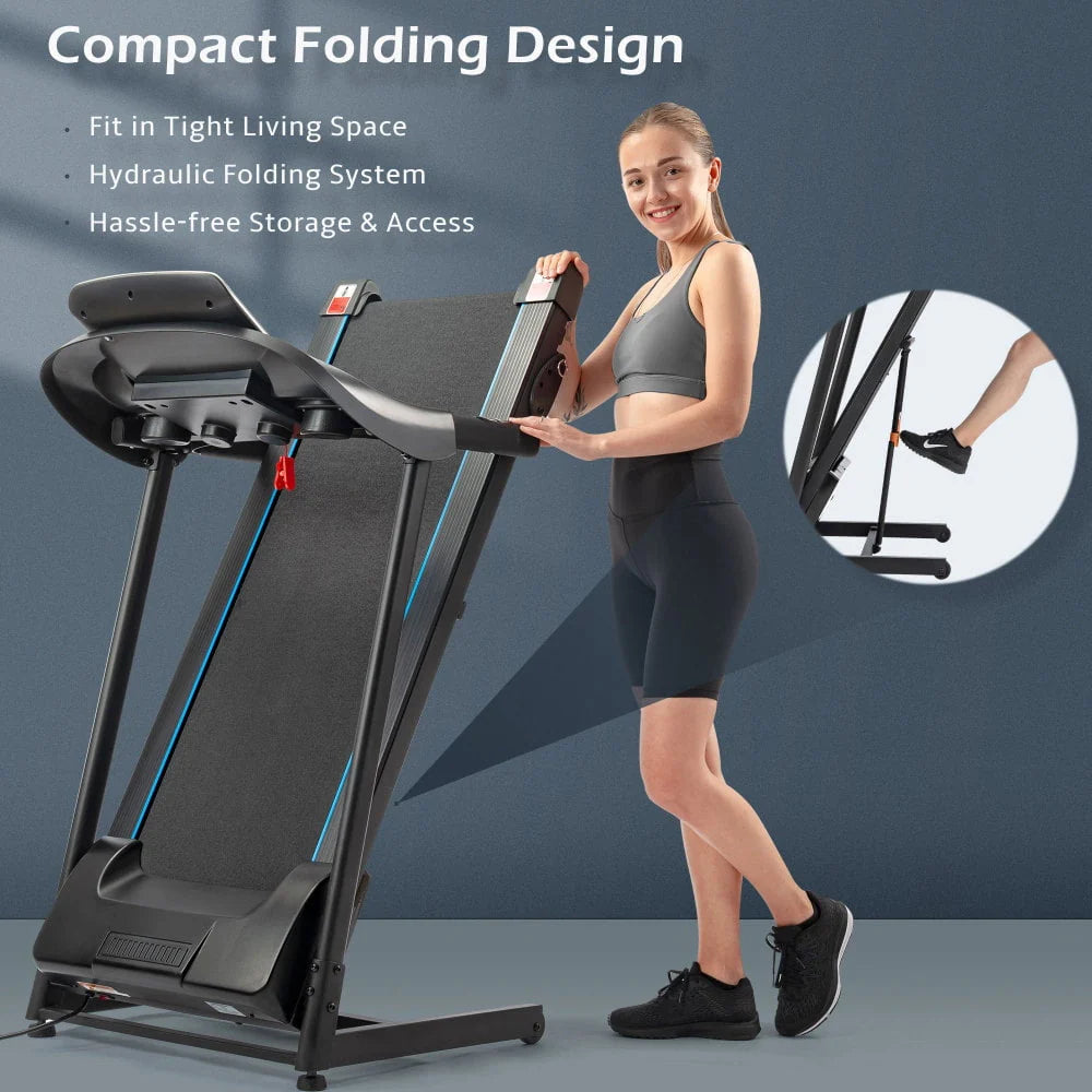 3.5HP Folding Electric Treadmill with Incline, Black W134