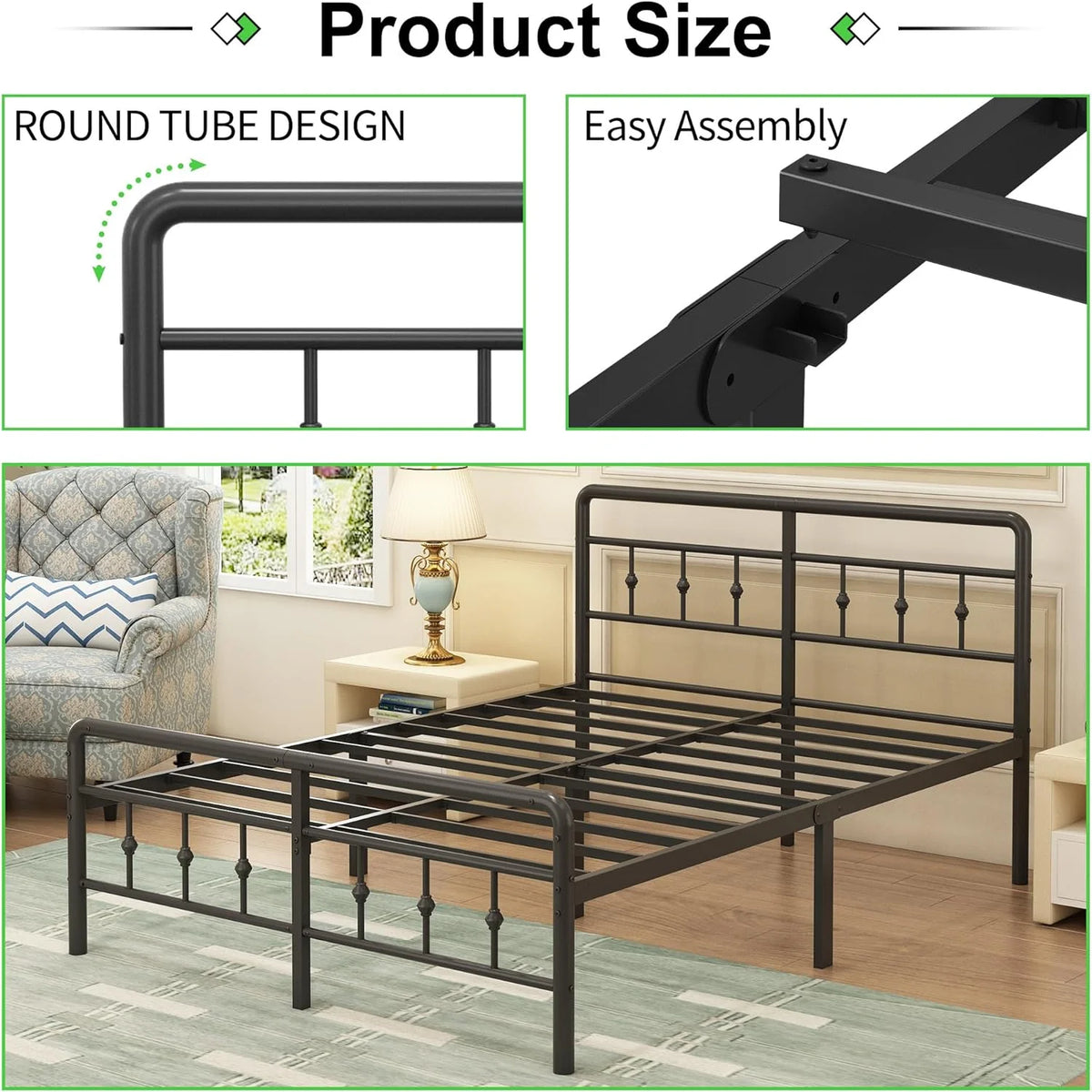 16 inch Twin XL Bed Frames with Headboard and Footboard E129