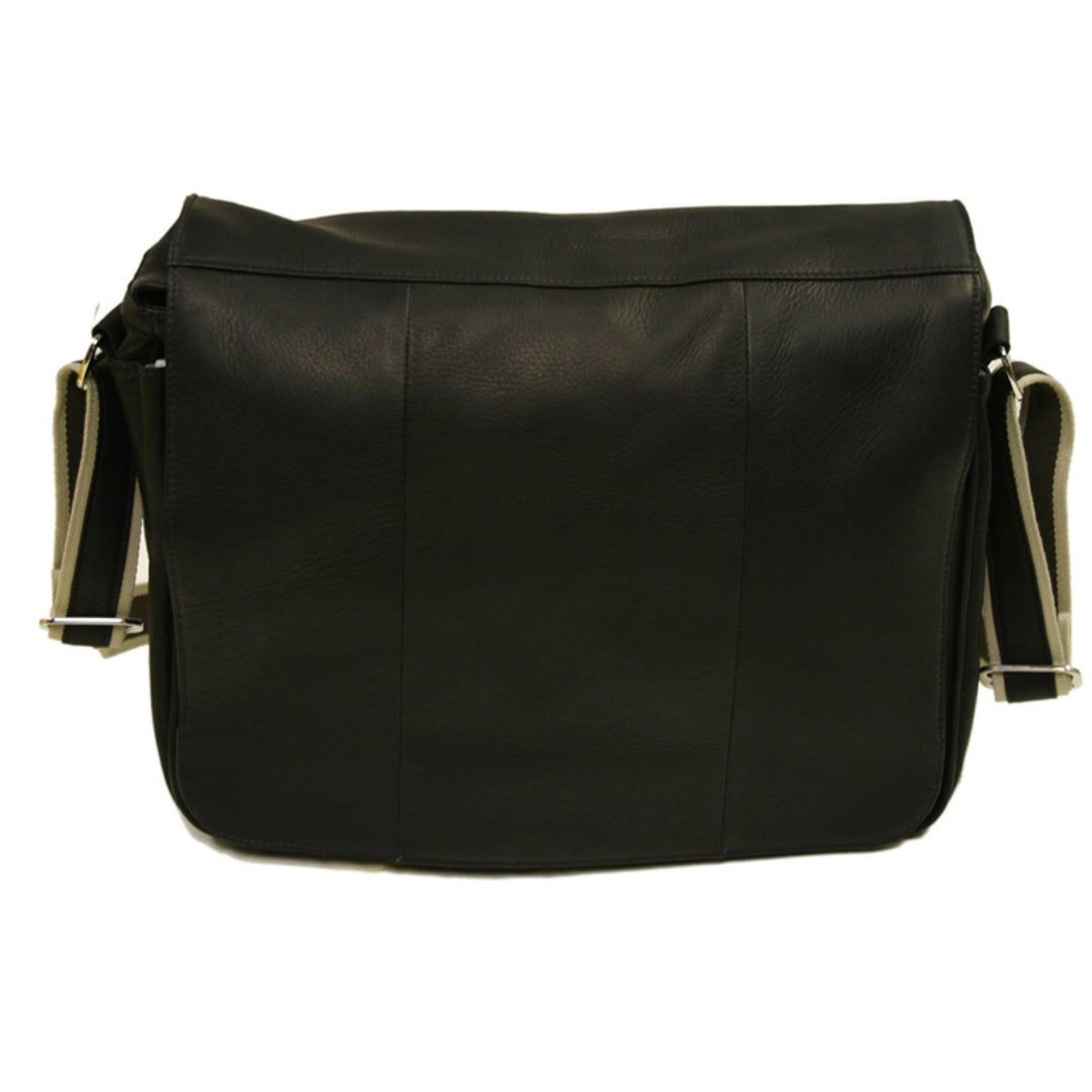 Black Leather Expandable Messenger Bag D646695