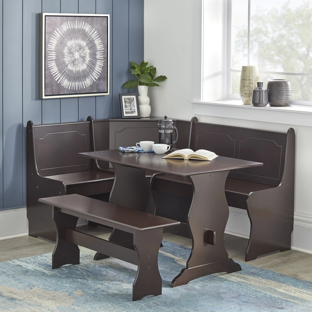 Espresso Corner Dining Nook with Storage R3951