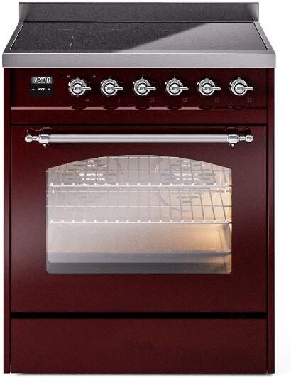 30 Induction Range with Electric Oven in Burgundy with Chrome Trim Y98447