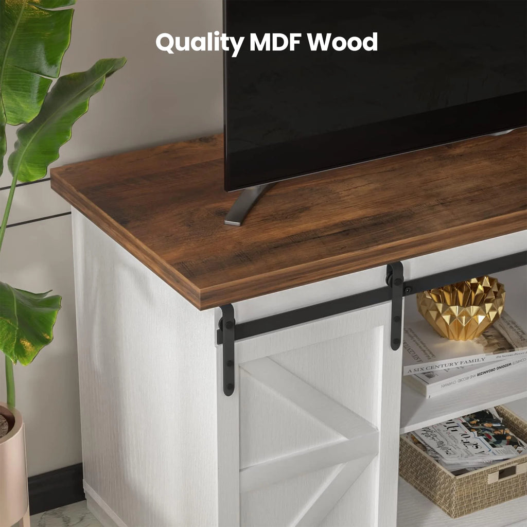 Farmhouse TV Stand with Sliding Barn Door Y177