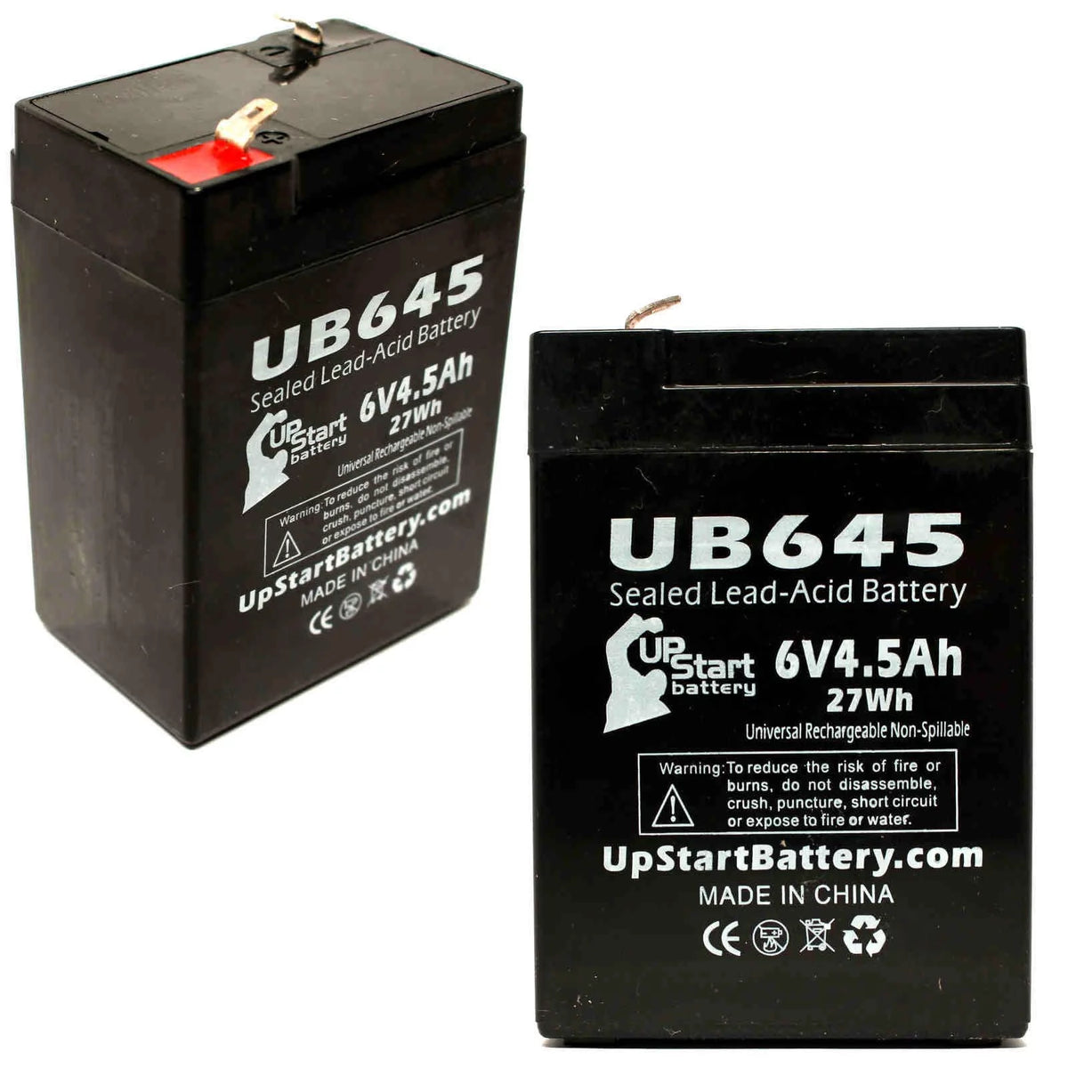 2x Pack 6V 4.5Ah Sealed Lead Acid Battery with F1 to F2 Terminal Adapters J66267