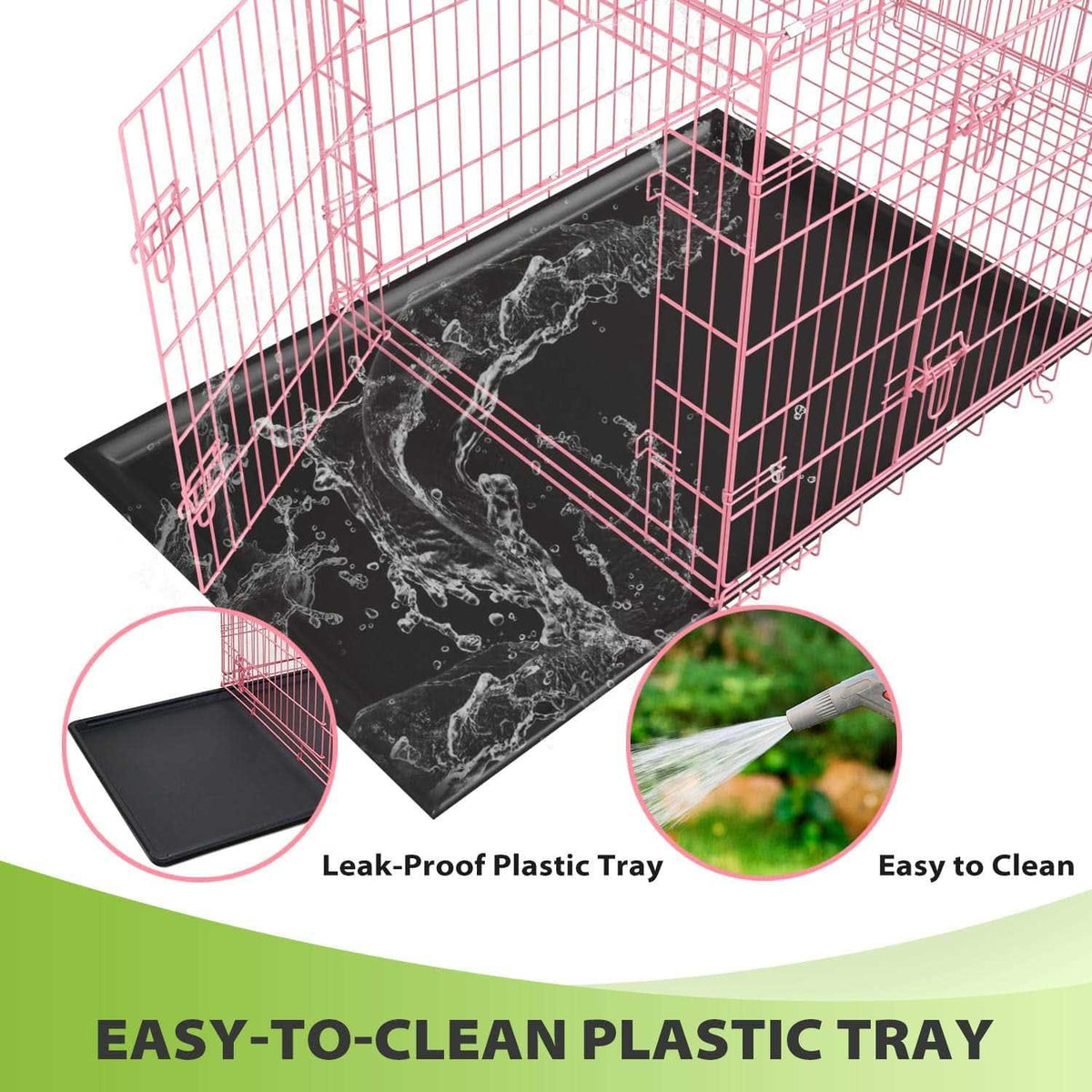 42 inch Foldable Metal Dog Crate with 2 Doors A504963