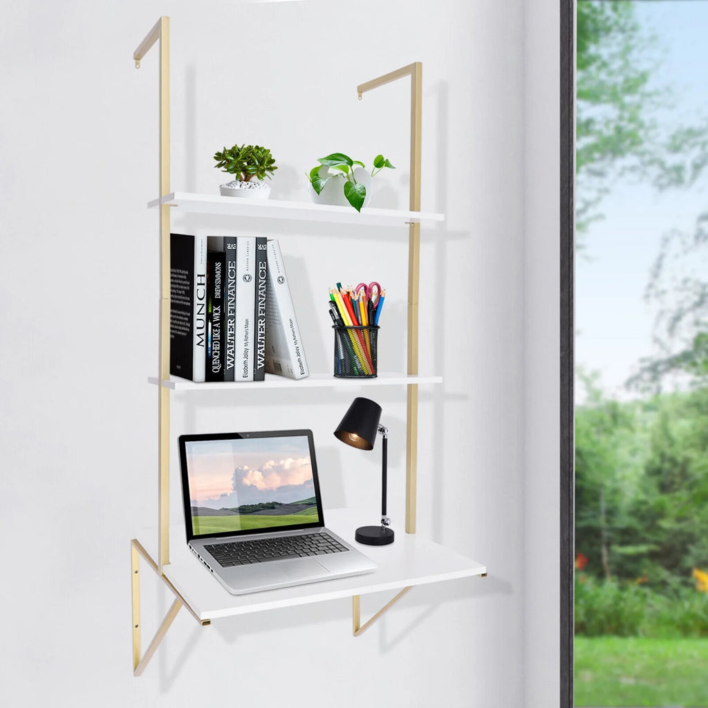 Wall Mount Table with 2 Book Storage Shelf I6655