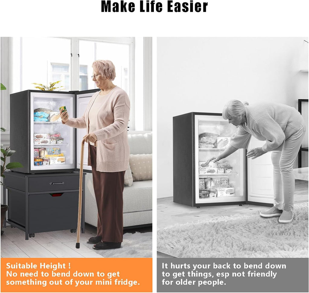 Mini Fridge Stand with Storage Rolling Cabinet 220LBS Capacity A229503