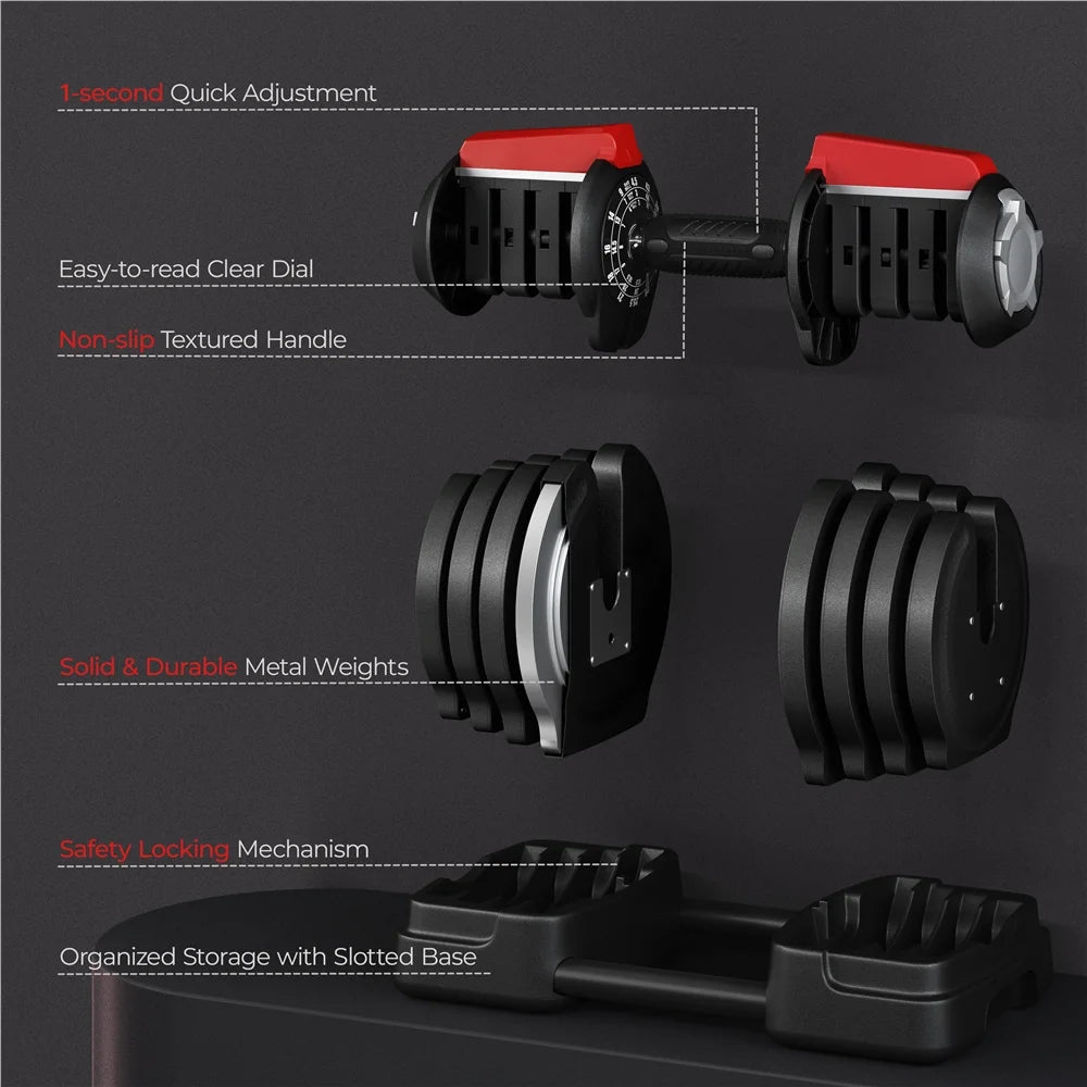 Black 3-In-1 Dumbbell Weight Set with Anti-Slip Handle Y820081